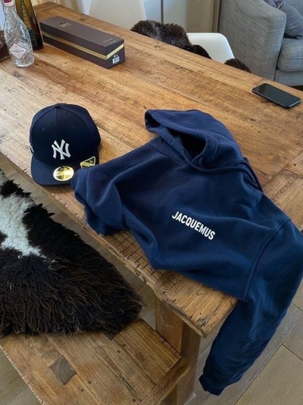 Jacquemus Navy Blue Logo Hoodie